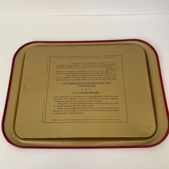 Coca-Cola Co 1927 Calendar Girl Tin Tray Ltd Canadian Edition 1974 Vintage - Picture 2 of 10